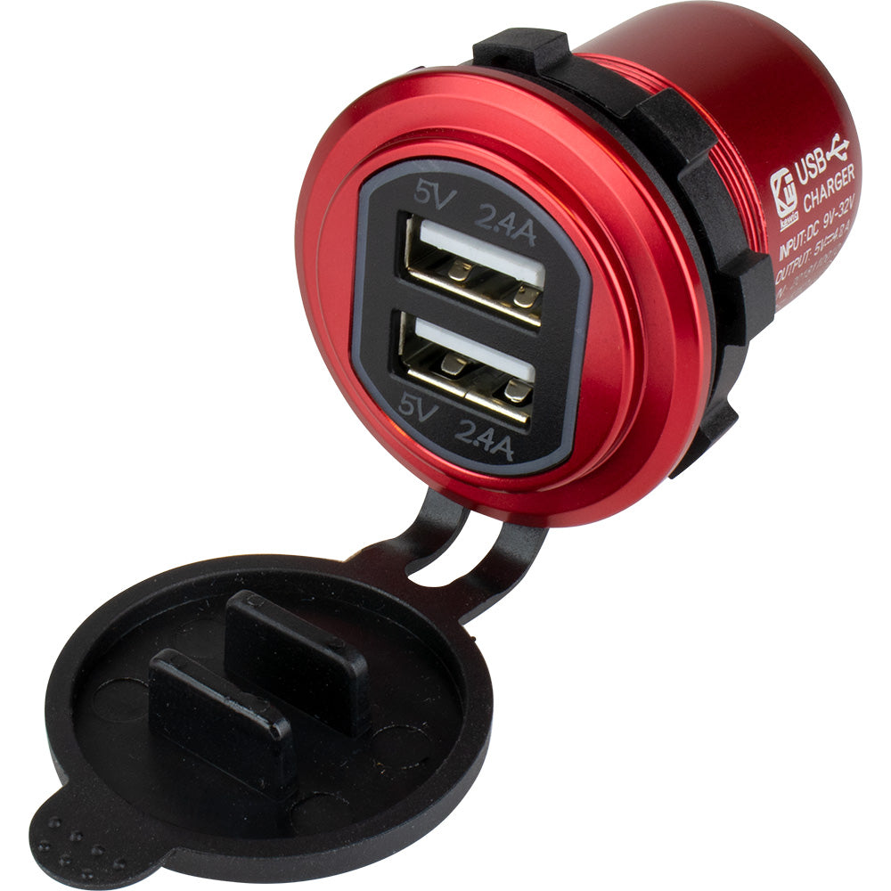 SeaDog Round Red Dual USB Charger w1 Quick Charge Port 4265041
